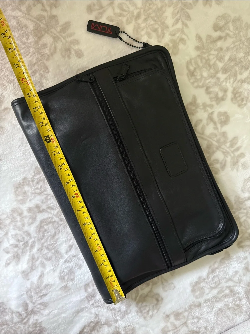 Tumi Alpha Black Leather Laptop Sleeve Document Clutch Attache Case